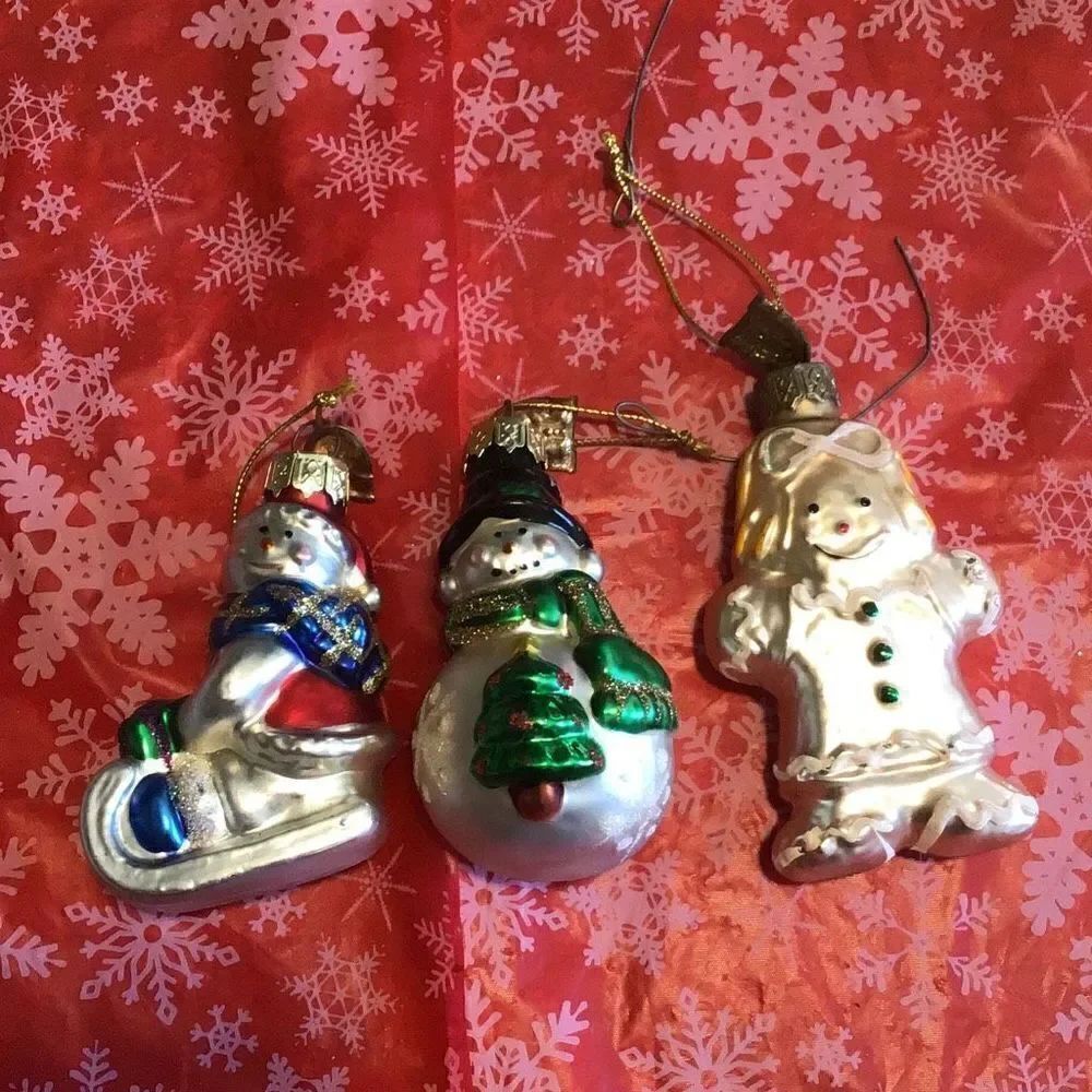 Set of 3 winter glass Christmas ornaments